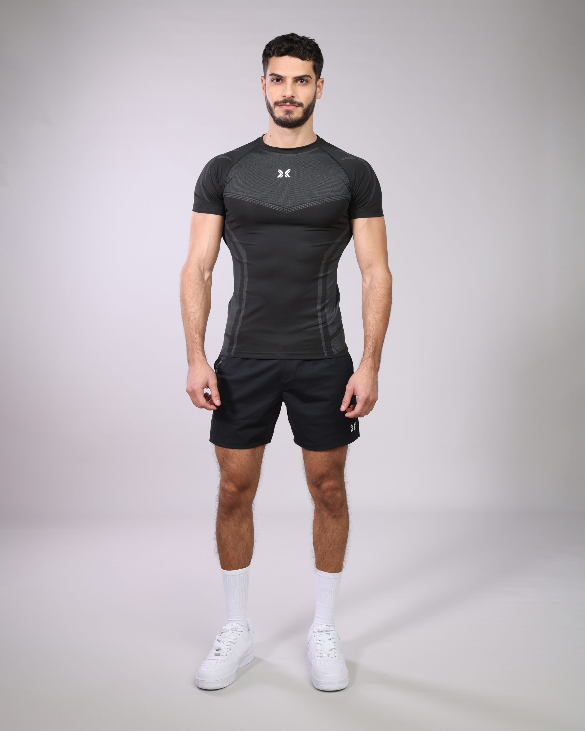 ROG_7724 Men's Black Athletic Compression T-Shirt and Short set - Image 1