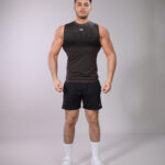 Men's Black Sleeveless Gym Tank Top and Short Set