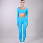 Blue Long Sleeve Yoga Set for Women (W22 + W24)