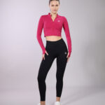 Pink Long Sleeve Crop Sports Top (W25 + W11)