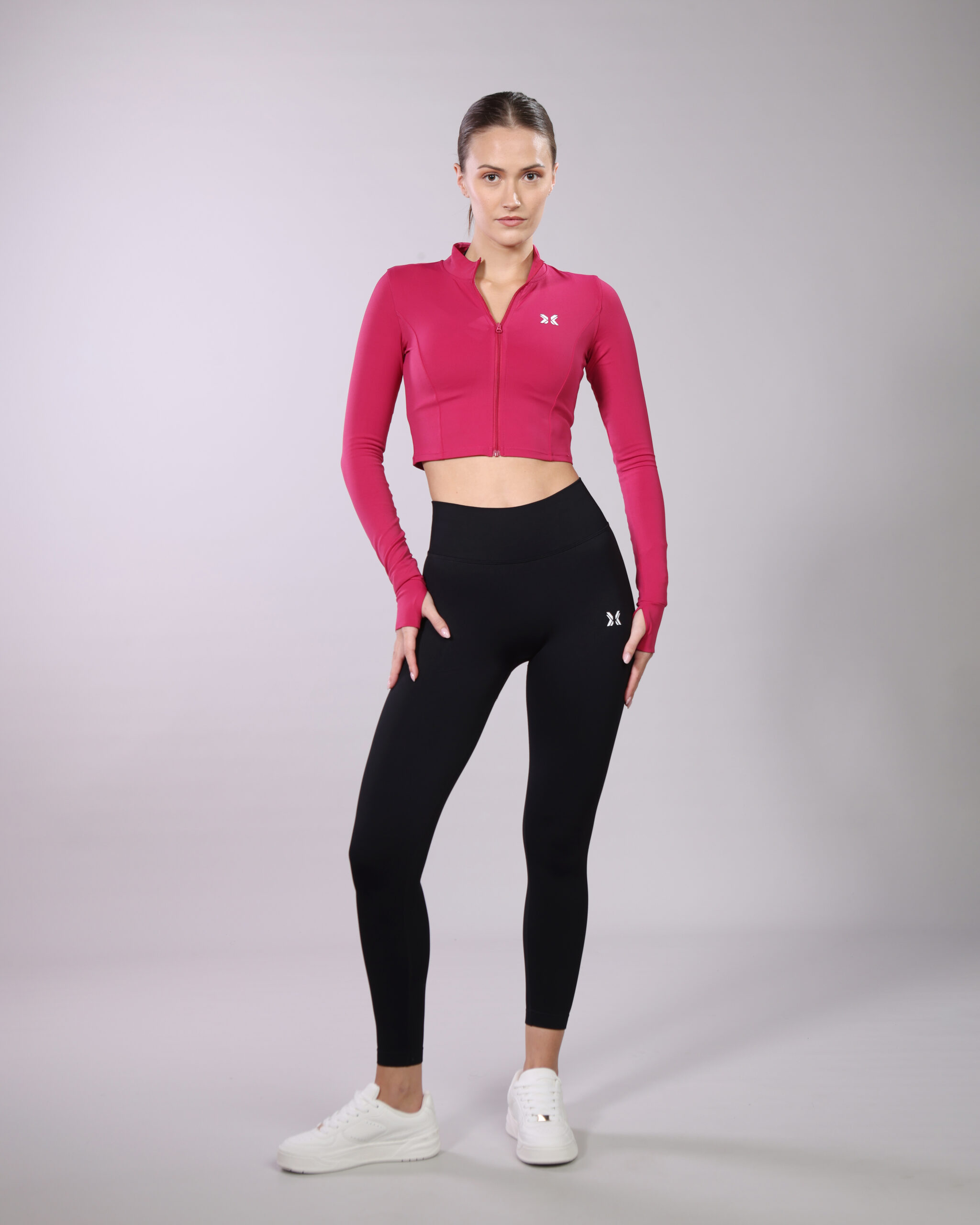 ROG_8575 Pink Long Sleeve Crop Sports Top (W25 + W11) - Image 1
