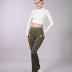 Women's Olive Flared Yoga Pants (W26 + W14)