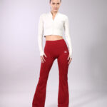 White Jacket and Red Flared High Waist Yoga Pants Set (W26 + W27)