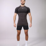 Men's Black Compression Athletic T-Shirt and Short Set